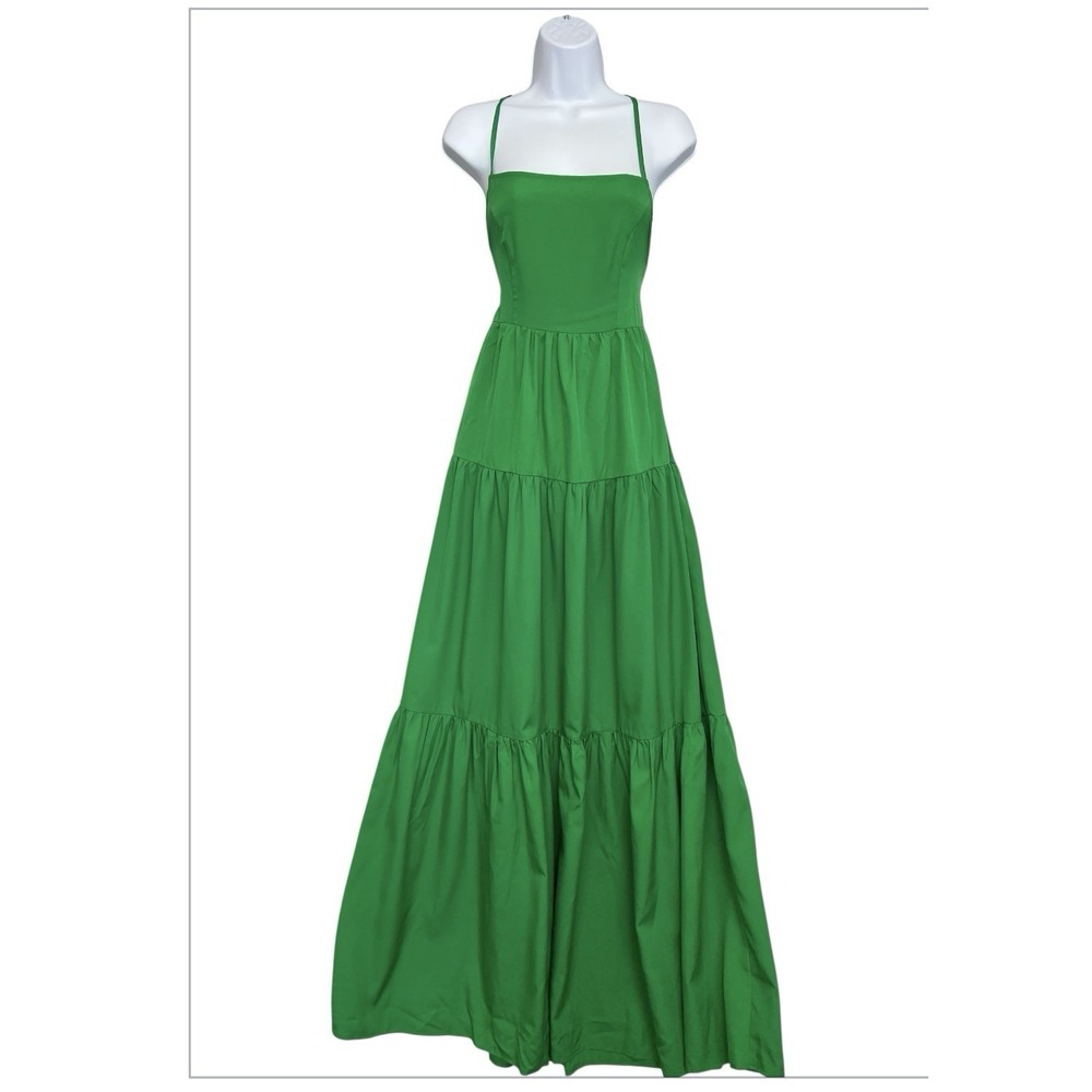 Nino Balcutti Maxi Dress Green Layered Open‎ Back Women's NWT Sz Small